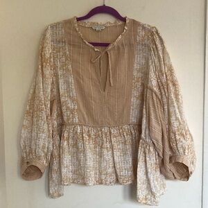 American Eagle Womens Pheasant Top Size XL Boho Coquette Gauzy Patchwork Hippie